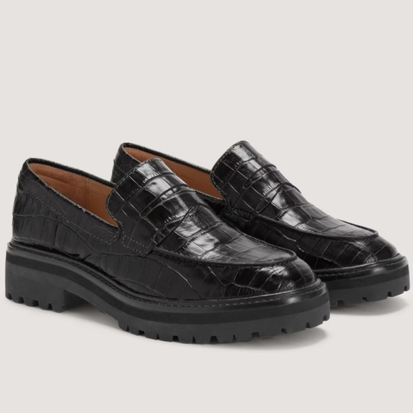 Everlane Black Croc-Embossed Loafers - Picture 11 of 12